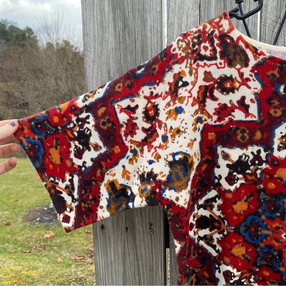 LARK LANE Fall Festival Medallion Pattern Sweater Fringe Women’s Small - Picture 3 of 4